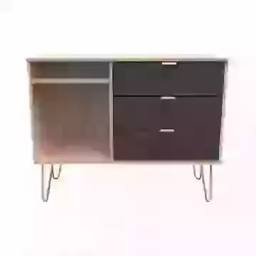 Modern Grooved 3 Drawer TV Unit with Gold Hairpin Legs